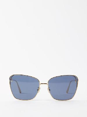 Dior - Missdior B2u Square Metal Sunglasses - Womens - Gold Blue - ONE SIZE