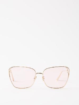 Dior - Missdior B2u Square Metal Sunglasses - Womens - Light Pink - ONE SIZE