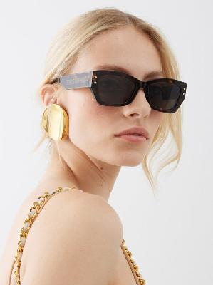 Dior - Diorpacific S2u Rectangular Acetate Sunglasses - Womens - Black Brown Multi - ONE SIZE