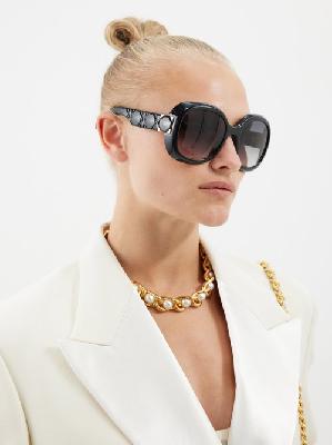 Dior - Lady 95.22 R2i Round Acetate Sunglasses - Womens - Black Grey - ONE SIZE
