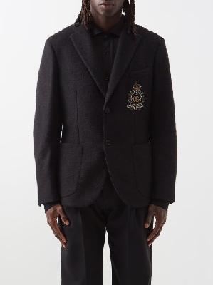 Dolce & Gabbana - Sicilia-fit Logo-appliqué Wool-blend Suit Jacket - Mens - Black