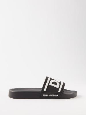 Dolce & Gabbana - Logo-embossed Rubber Slides - Mens - Black White - 40 EU