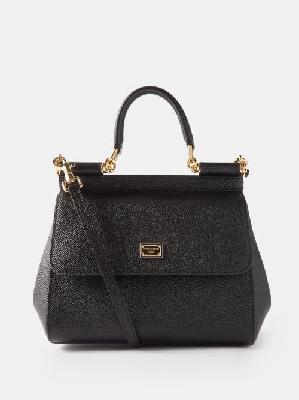 Dolce & Gabbana - Sicily Small Grained-leather Handbag - Womens - Black - ONE SIZE