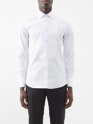 Dolce & Gabbana - Piqué-plastron Cotton-poplin Tuxedo Shirt - Mens - White - 38 EU