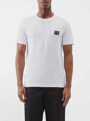 Dolce & Gabbana - Logo-plaque Cotton-jersey T-shirt - Mens - White - 46 EU/IT