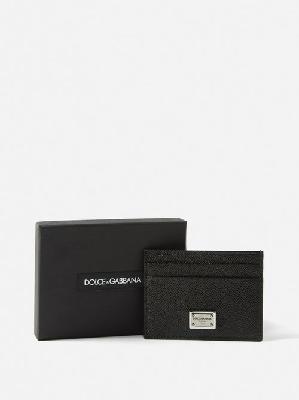 Dolce & Gabbana - Logo-plaque Leather Cardholder - Mens - Black Silver - ONE SIZE