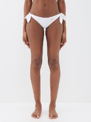 Dolce & Gabbana - Logo-plaque Side-tie Bikini Briefs - Womens - White - 5