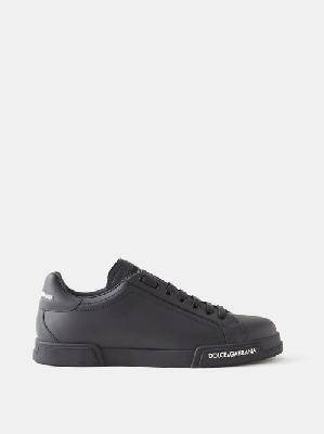 Dolce & Gabbana - Portofino Leather Trainers - Mens - Black - 40 EU