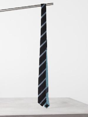 Dries Van Noten - Stripe-jacquard Silk Tie - Mens - Blue Stripe - ONE SIZE