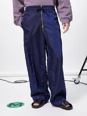 Dries Van Noten - Primo Zipped Gabardine Trousers - Mens - Blue - XL