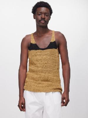 Dries Van Noten - Milky Striped Linen-blend Knitted Vest - Mens - Light Brown - L