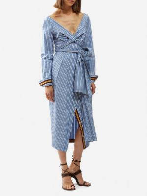 Dries Van Noten - Dolada Striped Cotton-poplin Shirt Dress - Womens - Blue Stripe - 34 FR