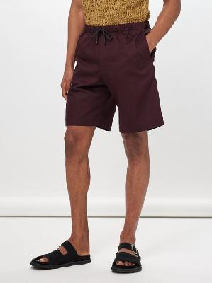 Dries Van Noten - Piperi Elasticated-waist Cotton-twill Shorts - Mens - Burgundy - 44 EU/IT