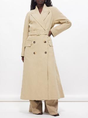 Dries Van Noten - Rugby Washed Cotton And Linen-blend Trench Coat - Womens - Beige - XS