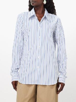 Dries Van Noten - Celina Striped Cotton-poplin Shirt - Womens - Blue Stripe - 34 FR