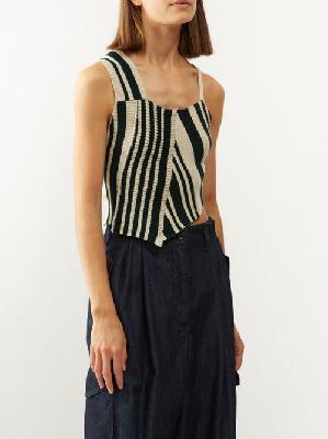 Dries Van Noten - Tina Deconstructed Striped Top - Womens - Cream Multi - M