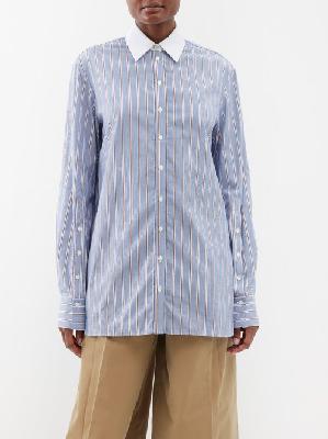Erdem - Striped Cotton-poplin Shirt - Womens - Blue Stripe - 12 UK