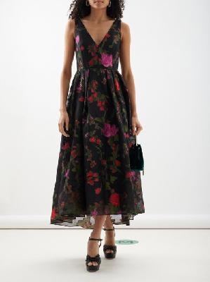 Erdem - Floral-jacquard Organza Midi Dress - Womens - Multi - 12 UK