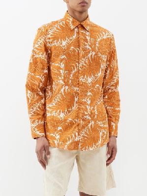 Etro - Floral-print Cotton Shirt - Mens - Orange - L