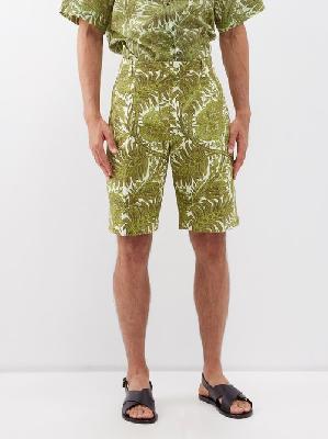Etro - Floral-print Cotton Shorts - Mens - Green - 46 EU/IT