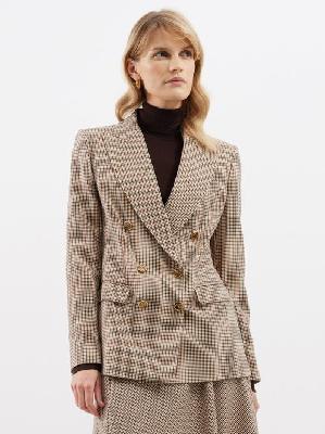 Etro - Check-wool Double-breasted Jacket - Womens - Brown - 36 IT