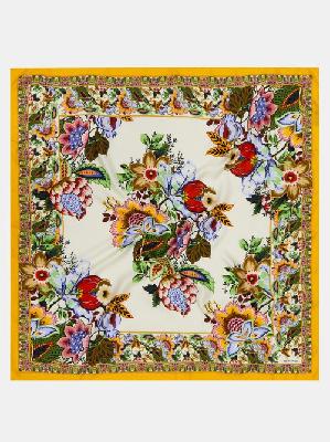 Etro - Floral-print Silk Scarf - Womens - Yellow Multi - ONE SIZE