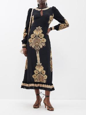 Etro - Paisley-print Crepe Midi Dress - Womens - Black Multi - 38 IT