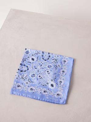 Etro - Floral-print Silk Scarf - Womens - Blue - ONE SIZE
