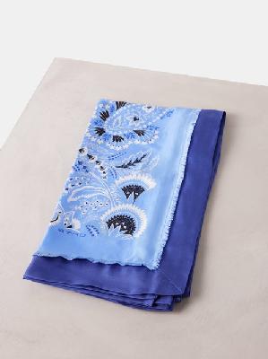 Etro - Paisley-print Silk Scarf - Womens - Blue - ONE SIZE