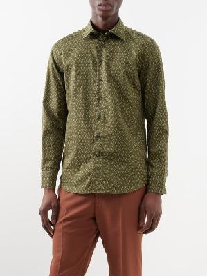 Etro - Micro Paisley-print Cotton-poplin Shirt - Mens - Green Multi - 39 EU