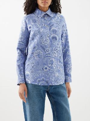 Etro - Bandana-print Twill Shirt - Womens - Blue - 36 IT