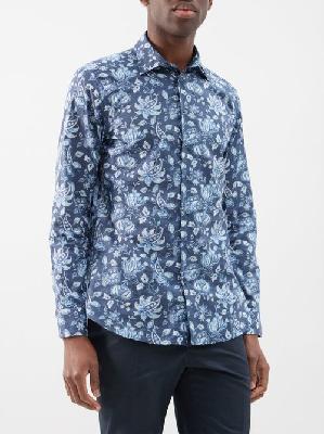 Etro - Paisley-print Cotton Slim-fit Shirt - Mens - Blue Multi - 37 EU