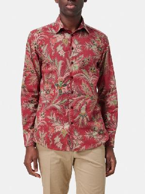 Etro - Paisley-print Cotton-blend Poplin Shirt - Mens - Red Multi - 39 EU