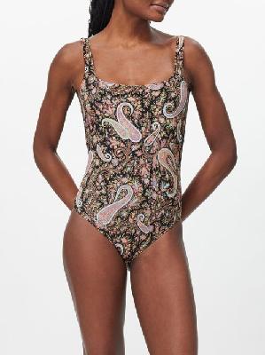 Etro - Scoop-back Paisley-print Swimsuit - Womens - Black Multi - L