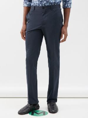 Etro - Cotton-blend Slim-leg Trousers - Mens - Navy - 46 EU/IT