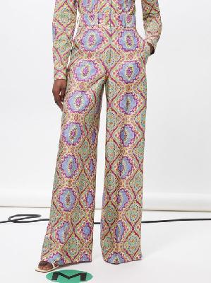 Etro - Paisley-print Silk Trousers - Womens - Multi - 36 IT