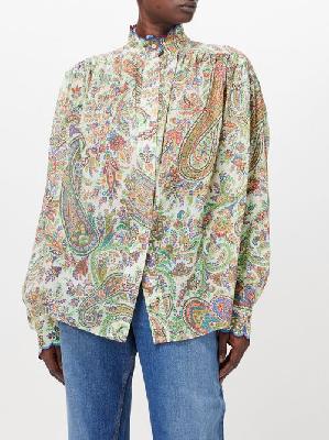 Etro - Stand-collar Paisley-print Cotton Oxford Shirt - Womens - Multi - 38 IT