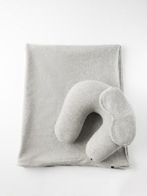 Extreme Cashmere - Stretch-cashmere Wrap, Pillow And Eye Mask Set - Womens - Grey - ONE SIZE