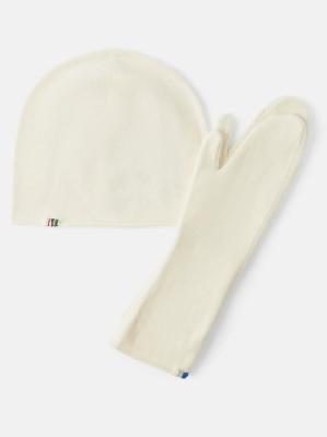 Extreme Cashmere - Stretch-cashmere Beanie And Gloves Set - Womens - Cream - ONE SIZE