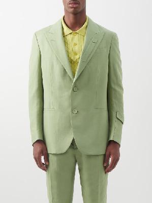 Fendi - Cuff-pocket Twill Suit Jacket - Mens - Light Green