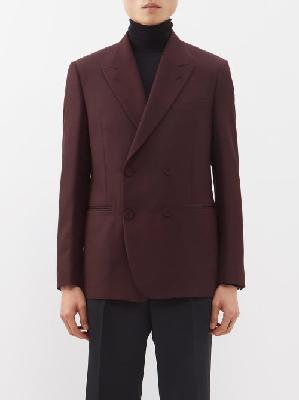 Fendi - Peak-lapel Wool-blend Cavalry Twill Suit Jacket - Mens - Burgundy