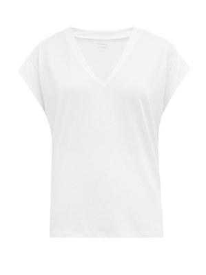 Frame - Le Mid V-neck Cotton T-shirt - Womens - White - S