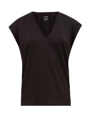 Frame - Le Mid V Cotton T-shirt - Womens - Black - S