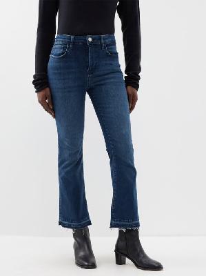 Frame - Le Crop Mini Organic Cotton-blend Bootcut Jeans - Womens - Dark Blue - 23