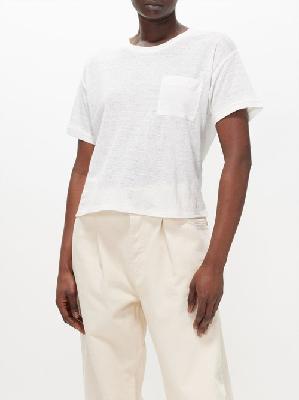 Frame - Patch-pocket Linen T-shirt - Womens - White - L