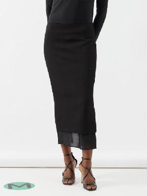Gauge81 - Sabie Organza-layered Crepe Midi Skirt - Womens - Black - 36 FR