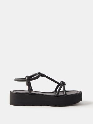 Gianvito Rossi - Marine Leather Flatform Sandals - Womens - Black - 36 EU/IT