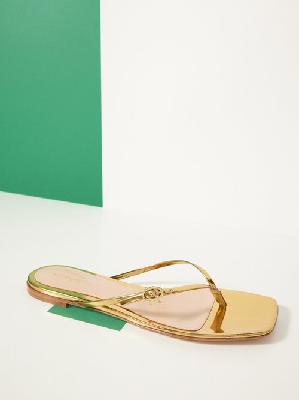 Gianvito Rossi - Thong-strap Metallic-leather Sandals - Womens - Gold - 35 EU/IT