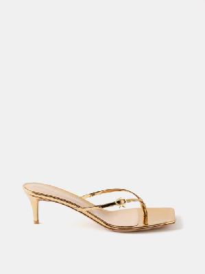 Gianvito Rossi - Thong-strap 55 Metallic-leather Sandals - Womens - Gold - 36 EU/IT