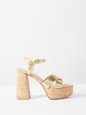 Gianvito Rossi - Bebe 125 Metallic-leather Platform Sandals - Womens - Gold - 36 EU/IT